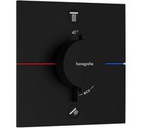 hansgrohe ShowerSelect Comfort E - Mitigeur thermostatique incl. combinaison de sécurité intégrée, Robinet encastré avec arrêt de sécurité (SafetyStop) à 40°C, Thermostat carré, 2 sorties, Noir mat