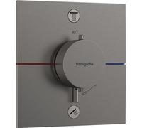hansgrohe ShowerSelect Comfort E - Mitigeur thermostatique incl. combinaison de sécurité intégrée, Robinet encastré avec arrêt de sécurité à 40°C, Thermostat carré, 2 sorties, Noir chromé brossé