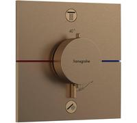 hansgrohe ShowerSelect Comfort E - Mitigeur thermostatique incl. combinaison de sécurité intégrée, Robinet encastré, arrêt de sécurité (SafetyStop) à 40°C, Thermostat carré, 2 sorties, Bronze brossé