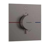 hansgrohe ShowerSelect Comfort E - Mitigeur thermostatique, Robinet encastré avec arrêt de sécurité (SafetyStop) à 40°C, Thermostat carré, 1 sortie, Noir chromé brossé