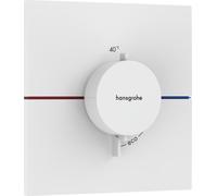hansgrohe ShowerSelect Comfort E thermostat, encastré, 1 consommateur, rosace carrée, 15574, Coloris: Blanc Mat - 15574700