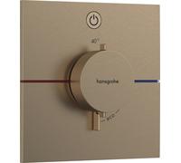 hansgrohe ShowerSelect Comfort E thermostat, encastré, 1 consommateur, rosace carrée, avec bouton, 15571140, Couleur: Bronze brossé