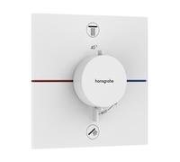 hansgrohe ShowerSelect Comfort E thermostat, encastré, 2 consommateurs, rosace carrée, avec combinaison de sécurité, 15578700, Couleur: Blanc Mat