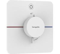 hansgrohe ShowerSelect Comfort Q thermostat, encastré, 1 consommateur, rosace Soft Edge, avec touche, 15581, Coloris: Blanc Mat - 15581700