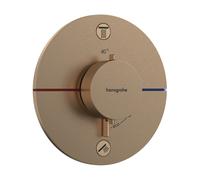 hansgrohe ShowerSelect Comfort S thermostat, encastré, 2 consommateurs, rosace ronde, 15554140, Couleur: Bronze brossé