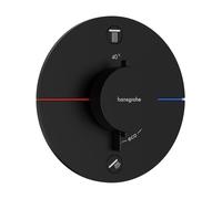 hansgrohe ShowerSelect Comfort S thermostat, encastré, 2 consommateurs, rosace ronde, 15554670, Couleur: noir mat