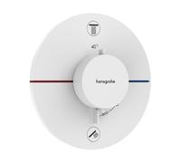 hansgrohe ShowerSelect Comfort S thermostat, encastré, 2 consommateurs, rosace ronde, 15554700, Couleur: Blanc Mat
