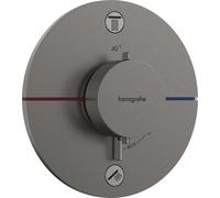 hansgrohe ShowerSelect Comfort S thermostat, encastré, 2 consommateurs, rosace ronde, avec combinaison de sécurité, 15556340, Couleur: Chrome noir brossé
