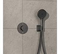 Hansgrohe Thermostat de douche Comfort S 15556340 – chrome noir brossé encastré, sécurité intégrée