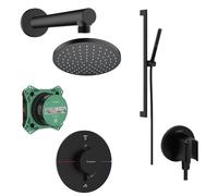 Hansgrohe Showerselect Ensemble de douche - élément encastré - mitigeur thermostatique - pomme de douche - bras de douche - support de douchette - douchette sur barre - barre coulissante - flexible de