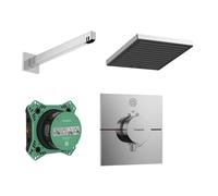 Hansgrohe Showerselect Ensemble de douche - élément encastré - mitigeur thermostatique - pomme de tête - ecosmart - bras de douche - chrome SW918119/SW918023/SW917957/SW918054
