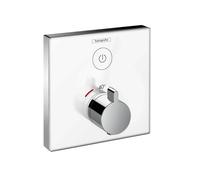 hansgrohe ShowerSelect - Façade pour mitigeur thermostatique pour 1 sortie avec bouton SELECT chrome / blanc