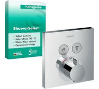 hansgrohe ShowerSelect - Façade pour mitigeur thermostatique pour 2 sorties avec bouton SELECT chrome