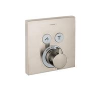 hansgrohe ShowerSelect Modern Minimalist Auto Temperature Control 1-Handle 6-inch Wide Thermostatic Shower Trim for Rough-in Valve with Diverter in Brushed Nickel, 15763821