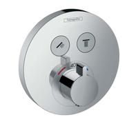 hansgrohe ShowerSelect S Set de finition pour mitigeur thermostatique encastré avec 2 fonctions, chromé, 15743000
