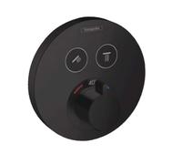hansgrohe ShowerSelect S Set de finition pour mitigeur thermostatique encastré avec 2 fonctions, noir mat, 15743670