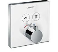 Hansgrohe Thermostat de douche encastré ShowerSelect Glass 2 fonctions Blanc/Chrome 15738400