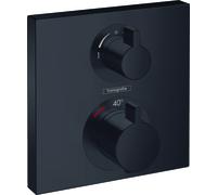 hansgrohe ShowerTablet Ecostat Square Thermostat, encastré, 2 consommateurs, 15714670, Couleur: Noir Mat