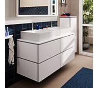 hansgrohe Xilesa E meuble sous-lavabo, 4 tiroirs, pour console découpe au centre, 1375x550x620mm, 54305700, Couleur: Blanc mat