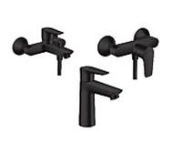 hansgrohe Talis E Badarmaturen Set schwarz, für Waschtisch, Wanne, Dusche