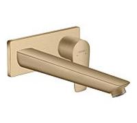 hansgrohe Talis E - Mitigeur monocommande lavabo pour montage mural avec projection 225 mm avec garniture de vidage ne pouvant être fermée bronze brossé