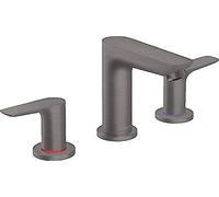 hansgrohe Talis E Mélangeur de lavabo 150, 3 trous, avec tirette et vidage, noir chromé brossé, 71733340