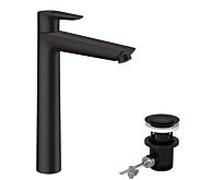 hansgrohe Talis E mitigeur lavabo 71716670 avec garniture de vidage , saillie 183 mm, noir mat