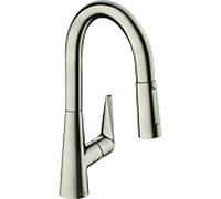 hansgrohe Talis M51 160 robinet de cuisine 72815800 aspect acier inoxydable, douchette extractible