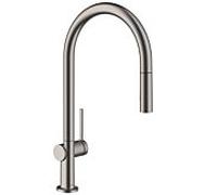 hansgrohe Talis M54 210 mitigeur de cuisine 72800340 avec douchette extractible, 2jets, noir brossé