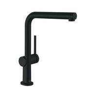 Mitigeur d'évier monocommande hansgrohe 72809670 avec bec extractible, 1 jet, noir mat
