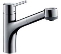 hansgrohe Talis M52 - Mitigeur de cuisine avec douchette extractible, 2 jets, Robinet avec hauteur sous bec 170 mm, Robinetterie avec bec pivotant et extensible, Chromé, 32841000