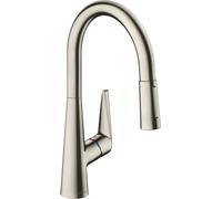 hansgrohe Talis S M51 Mitigeur monocommandé pour cuisine 200, douchette extractible, 2 jets, 72813800, Couleur: Finition en acier inoxydable