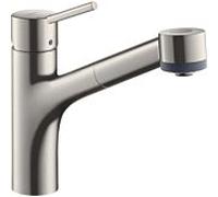 Hansgrohe Talis S M52 Mitigeur monocommande de cuisine 170, douchette coulissante, 2 jets, sBox, Coloris: Finition en acier inoxydable - 73860800