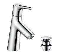 hansgrohe Talis S Mitigeur de Lavabo avec Vidage Push-Open métallique | robinet hauteur de bec 68 mm, jet volumineux, max. 5 l/min, cartouche en céramique, faciles à nettoyer, Chromé, 72011000