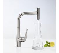 hansgrohe Talis Select Mélangeur de cuisine S300 72821800 optique Inox , pivotante, coulissante. Bec
