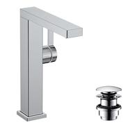 hansgrohe Tecturis E Fine - Mitigeur de lavabo avec vidage Push-Open, économie d'énergie (CoolStart), Robinet de salle de bain avec hauteur sous bec 210mm, économie d'eau (EcoSmart+), Chromé, 73060000