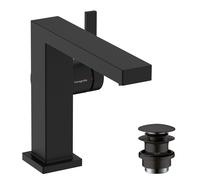 hansgrohe Tecturis E Fine Mitigeur monocommandé pour lavabo 110, saillie 155mm, garniture de vidage Push-Open, CoolStart, EcoSmart+, 73020670, Couleur: noir mat