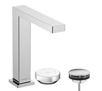 hansgrohe Tecturis E - Mitigeur de lavabo 2 trous avec garniture de vidage, économie d'énergie (CoolStart), Robinet salle de bain, hauteur sous bec 173 mm, économie d'eau (EcoSmart+), Chromé, 73053000