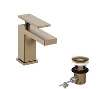 hansgrohe Tecturis E - Mitigeur de lavabo avec tirette et vidage, économie d'énergie (CoolStart), Robinet de salle de bain avec hauteur sous bec 80 mm, économie d'eau (EcoSmart+), Bronze brossé