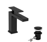 hansgrohe Tecturis E Mitigeur monocommandé pour lavabo 110, saillie 144mm, avec garniture découlement, EcoSmart+, 73010, Coloris: noir mat - 73010670