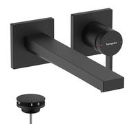 hansgrohe Tecturis E - Mitigeur lavabo encastré avec garniture de vidage, Robinet de salle de bain avec longueur sous bec 22,5 cm, économie d'eau (EcoSmart+), Noir mat, 73051670