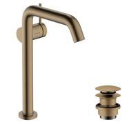 hansgrohe Tecturis S Fine - Mitigeur de lavabo avec vidage Push-Open, économie d'énergie (CoolStart), Robinet salle de bain 240mm, économie d'eau (EcoSmart+), Bronze brossé, 73370140