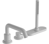 hansgrohe Tecturis S - Mitigeur baignoire 3 trous, Robinet baignoire 2 sorties avec guidage du flexible (sBox), Robinetterie bord de baignoire, Blanc mat, 73447700