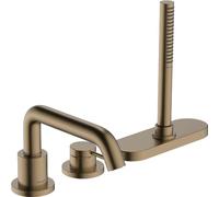 hansgrohe Tecturis S - Mitigeur baignoire 3 trous, Robinet baignoire 2 sorties avec guidage du flexible (sBox), Robinetterie bord de baignoire, Bronze brossé, 73447140