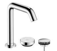 hansgrohe Tecturis S - Mitigeur de lavabo 2 trous avec garniture de vidage, économie d'énergie (CoolStart), Robinet salle de bain, hauteur sous bec 151 mm, économie d'eau (EcoSmart+), Chromé, 73353000