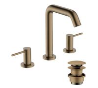 hansgrohe Tecturis S - Mitigeur de lavabo 3 trous avec vidage Push-Open, Robinet de salle de bain avec hauteur sous bec 150 mm, économie d'eau (EcoSmart+), Bronze brossé, 73330140