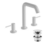 hansgrohe Tecturis S - Mitigeur de lavabo 3 trous avec vidage Push-Open, Robinet de salle de bain avec hauteur sous bec 150 mm, économie d'eau (EcoSmart+), Blanc mat, 73330700