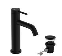 hansgrohe Tecturis S - Mitigeur de lavabo avec tirette et vidage, économie d'énergie (CoolStart), Robinet de salle de bain avec hauteur sous bec 110 mm, économie d'eau (EcoSmart+), Noir mat, 73314670