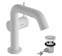 hansgrohe Tecturis S robinetterie de lavabo monocommande 110 Fine CoolStart, EcoSmart+, avec vidage à tirette, portée 130mm, 73323700, Couleur: Blanc mat