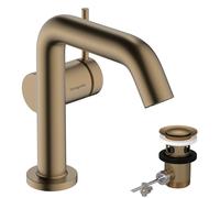 hansgrohe Tecturis S robinetterie de lavabo monocommande 110 Fine CoolStart, EcoSmart+, avec vidage à tirette, portée 130mm, 73323140, Couleur: Bronze brossé